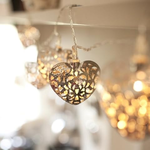 Lights4fun 20 Warm White LED Heart String Lights Cover