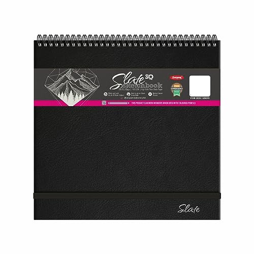Image of Anupam Slate Black Paper Sketchbook Square (20 x 20 cms) 80 Pages 180 GSM Acid free Wiro Bound Sketch Book
