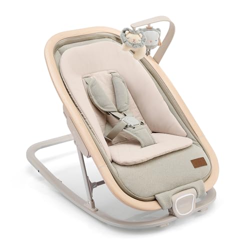 Gromast Silla hamaca 2 en 1 para bebés, hamaca portátil con 3 posiciones de reclinación, juguetes colgantes y bolsa de viaje - Beige