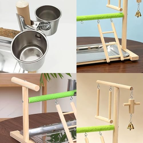 Image of Bird Playground,Equipped with Detachable Tray and Feeding Cup,Parakeet Playground,Great Friction for The Health of Birds,Bird Perch Stand