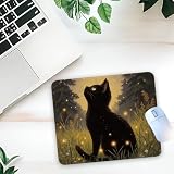 1 Pcs Black Cat Forest Non-Slip Rubber Mouse Pad for Home Office Desk Workspace Laptop Gifts for Adults Supervisor
