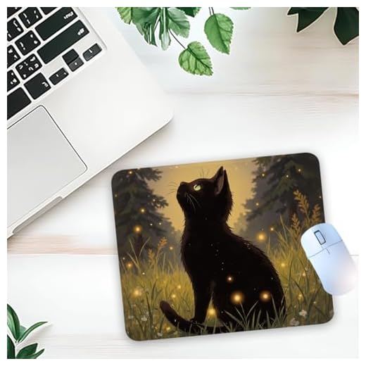 1 Pcs Black Cat Forest Non-Slip Rubber Mouse Pad for Home Office Desk Workspace Laptop Gifts for Adults Supervisor