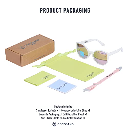 Cocosand Toddler Baby Sunglasses With Strap Polarized Retro Cat Eye Flexible Frame For Kids Boys Girls Age 0-24 Months, White #TOP1