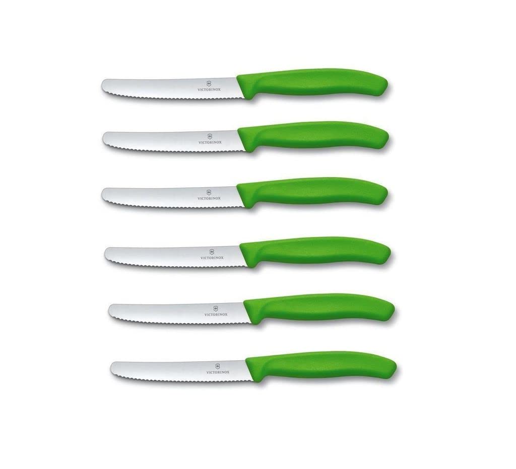 Victorinox 6 Adet Sofra Bıçağı - Domates Bıçağı Swiss Classic Tırtıklı - İsviçre Yapımı - Yeşil