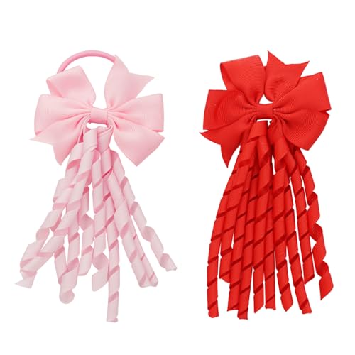4 Piezas De Anillos Para El Cabello De La Streamer Espiral, Anillos Para El Cabello De La Proa, Accesorios Para El Cabello Para Niños, Decoraciones De Peinado, Rojo).
