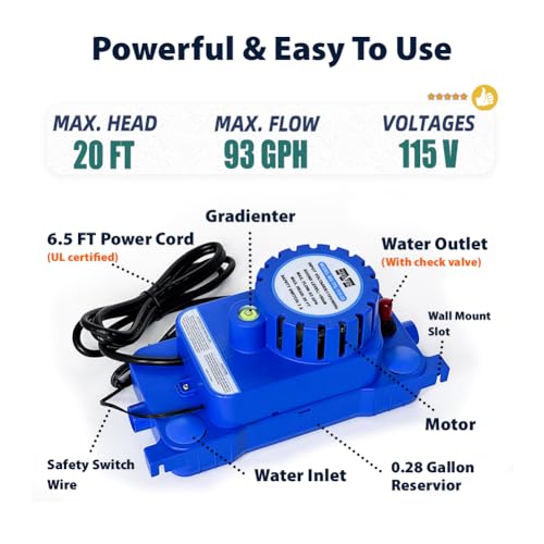 Mseltos MS-TPL-115-20 1/10 Hp 93 Gph 20Ft Max Head Hvac Condensate Pump thumb #1