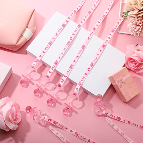 Image of Coume 60 Pieces Baby Shower Pacifiers Necklace Acrylic Pacifiers Necklace Charm Party Favors for Girls Boys Baby Shower Party Decorations Table Scatter(Girl Style,Pink)
