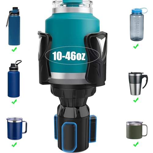 Cup-Holder Expander Adapter with Expandable-Base for Car - All Purpose Multifunctional Car Cupholder Extender with Adjustable Arm, Universal Fits Most 10-48oz Large Bottles Drinks & Mugs Foods