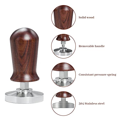Prensadores de Café Prensa Espresso Calibrada Tamper de 51 mm con Base de Acero Inoxidable Mango de Madera Para Posos de… - Imagen 5