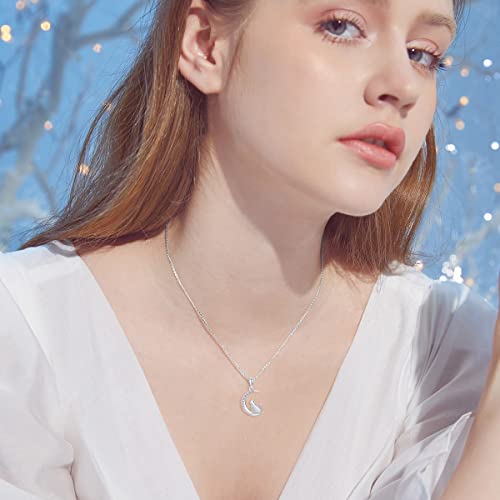SISGEM 14k Gold Diamond Cat Moon Necklace for Women, Real Gold Pendant and Chain Jewelry for Wife/Girlfriend, Love Gifts for Her, (0.08 ct) 16-18 Inches3