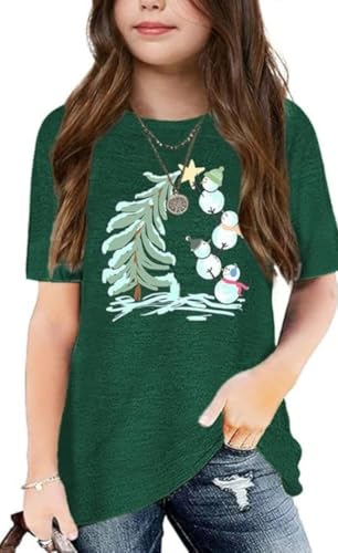 Image of Graphic Tees for Girls Kids Summer Tops Crewneck Short Sleeve T Shirt 5-14 Years