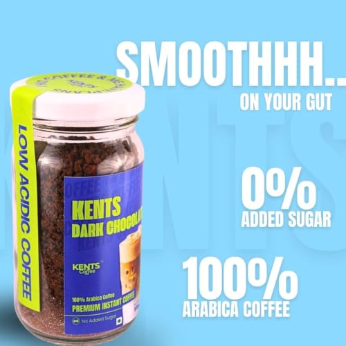 Image of Dark Chocolate Instant Coffee - 50g Glass Jar | 100% Arabica Beans | LOW ACIDIC COFFEE & Gut Friendly | Sugar-Free Mocha Taste | Chikmagalur Powder | No Chicory, No Added Sugar, No Artificial Flavours | Hot & Cold Coffee