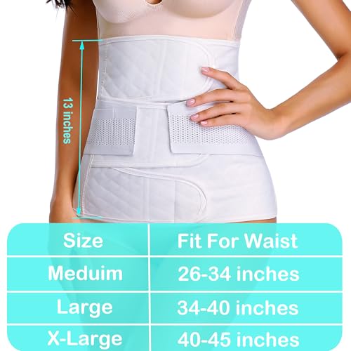 Paz Wean Post Belly Band Postpartum Recovery Belt Girdle Belly Binder, Cotton, White, M