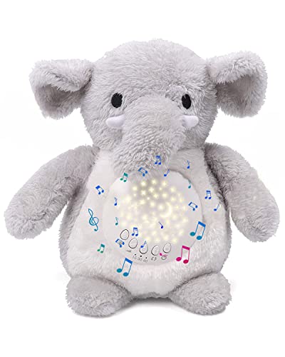 Gemokrt Peluche Bruit Blanc Bébé, Veilleuse Bébé Musicale et Lumineuse Avec 15 Berceuses et 3 Luminosité Réglable, Aide au Sommeil Pour Bébé avec Minuterie et Ruban Magique Cadeau Pour les Nouveau-nés