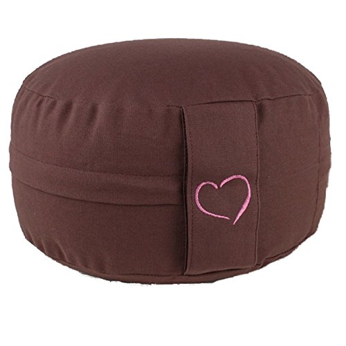 Maylow - Coussin de Yoga avec cœur ® Coussin de méditation - Yoga - Housse et coutil 100% Coton - 33 x 15 cm (Chocolat) Cover