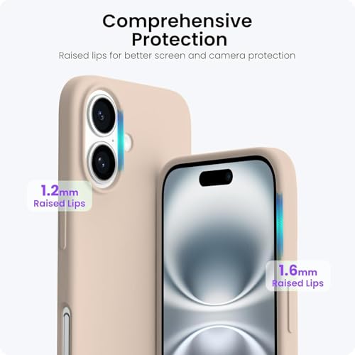 Image of DIZORO Compatible with iPhone 17 Case 6.3, Slim Liquid Silicone 3 Layers Full Covered Soft Gel Rubber Phone Cases Protective Back Cover 6.3 Inch - Desert