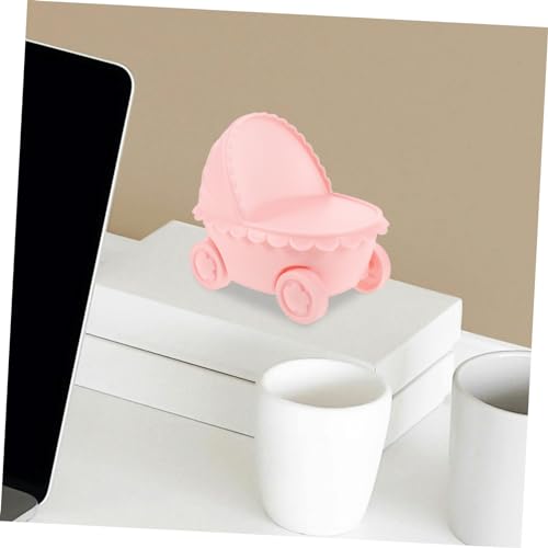 Lámpara de mesa de noche con forma de cochecito rosa miniatura 6
