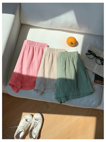 Image of MakeMeChic Women's 3 Pack Linen Shorts Gingham Striped Beach Shorts