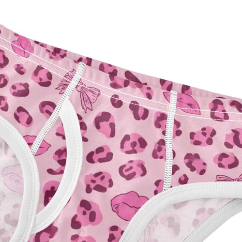 Wusikd Pink Leopard Print Bows Boys' Underwear Cotton Boys Briefs Soft Toddler Underwear 2T4