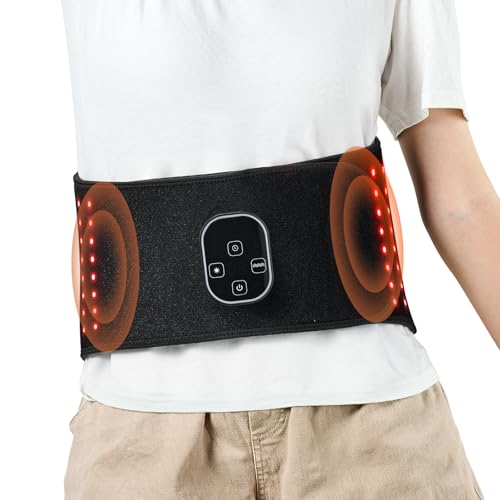 VEVOR Cintura per Terapia con Luce Rossa per Vita e Spalle 660 nm e 850 nm con Timer, 80 LED Vibrazione 3 Livelli Impulso 10 Hz, Cuscinetto per Terapia con Luce Rossa Senza Fili per Alleviare Dolore