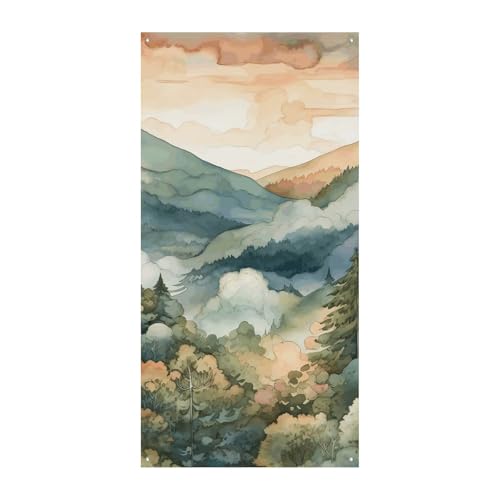 Bannière de porte arbre sur montagne aménagement porche extérieur