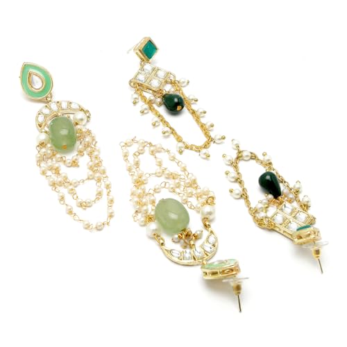 Image of Karatcart Yellow Crystal and Pearl Kundan Dangler Earrings for Women