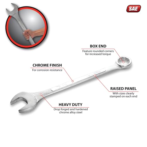 Image of Performance Tool W355B 12-Point Combo Wrench with Satin Chrome Finish 2-3 /8-Inch Combo Wrench