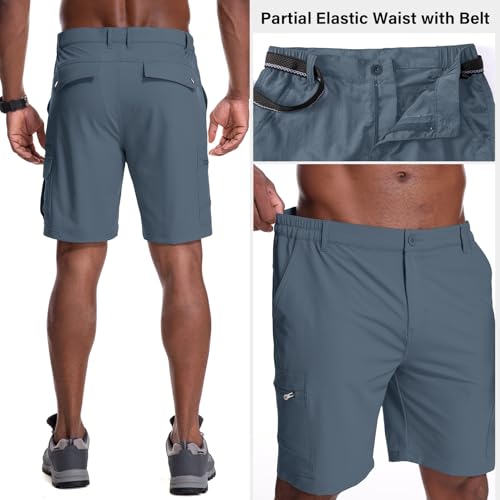 Image of Jessie Kidden Mens Cargo Shorts Expandable Waist Quick Dry Hiking Shorts