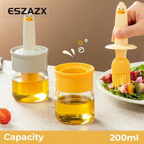 Image of Plastic Oil Dispenser Bottle with Silicone Brush, 200ML Leakproof Kitchen Oil Jar for Cooking, BBQ, Baking & Air Fryer