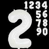 40 Inch White Number Balloons 2 Wedding Bachelorette Birthday Bridal Shower Graduation Anniversary...