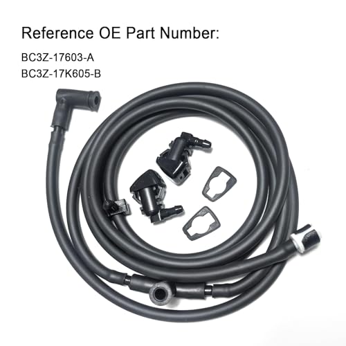 Image of Windshield Washer Nozzle Hose Repair Kit Compatible with Ford Super Duty F250 F350 F450 2011 2012 2013 2014 2015 2016, BC3Z-17K605-B Washer Hose + BC3Z-17603 Windshield Washer Hose