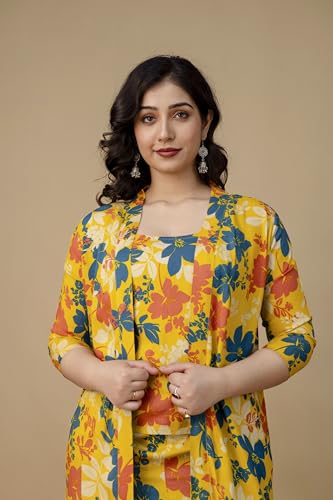 Image of Rayon Floral Printed Cord Set for Women|Western Dress|Three Piece Dress for Women|Round Neck|