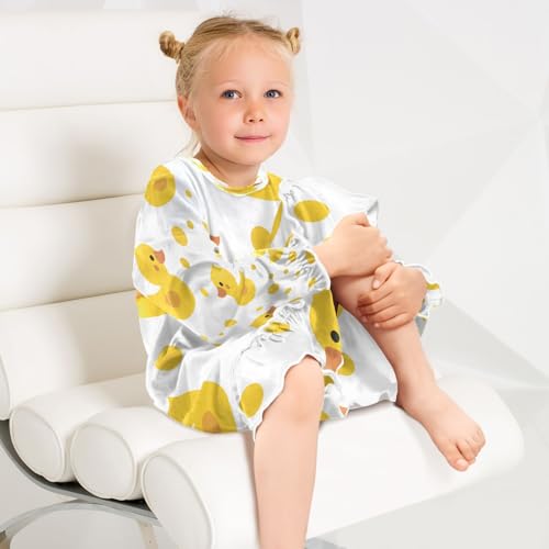 Bolaz Nightgowns Sleepwear Lightweight Nightdress Soft Pajamas Dress Cute Yellow Duck for 3-10 Years4