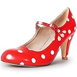pumps mit weißen punkten Ästhetische Vintage-Optik: Schauen Sie diese 1950er-inspirierten Absätze bei Ihrer nächsten Rockabilly-Party oder Verkleidungsevent. Diese Absätze verleihen Ihrem Kostüm den perfekten letzten Schliff.