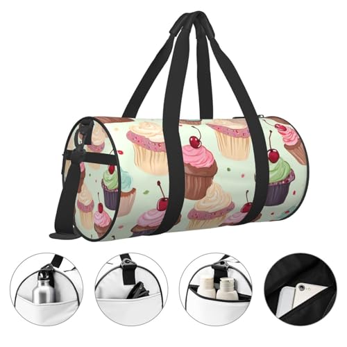 Travel Duffle Bag Weekender Bags for Men Women with Shoe Compartment Large Capacity Weekender Overnight Bag Cupcake Carry On Tote Bags Sport Gym Bag for Travel Yoga, Black, One Size3