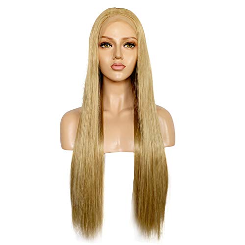 ALICE Blonde Lace Front Wig, 24" Long Natural Straight Middle Part Synthetic Full Wig for Women