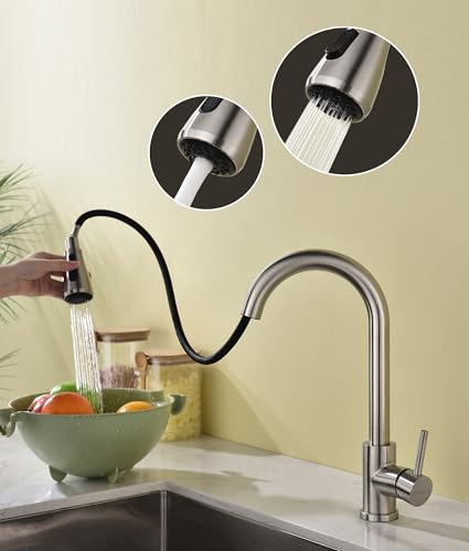Mitigeur cuisine douchette brossé rotatif à 360° avec jet double