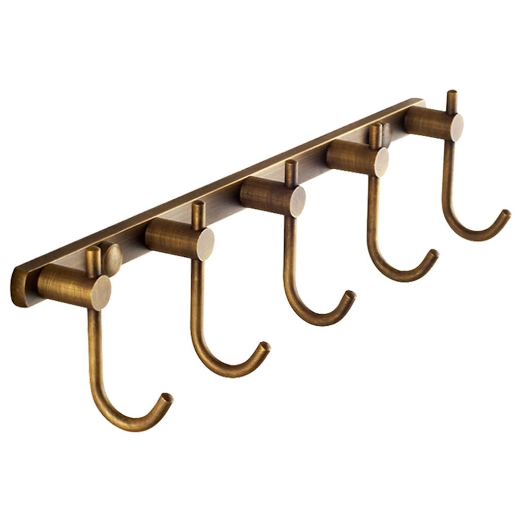 Zhouxiao Gold Brass Coat Rack Wall Mounted With Hooks, Modern Heavy Duty Coat Hook Rail, Robe And Towel Hooks Rack For Bathroom, Entryway, Mudroom, Hats 9Hook