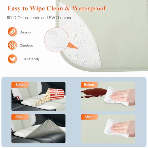 Image of Car Seat Protector, Carseat Seat Protectors with Thick Padding and Upgraded Non-Slip Backing, Waterproof Seat Protector Under Baby Car Seat, 600D Fabric Car Seat Covers, 2PCS, Beige Grey