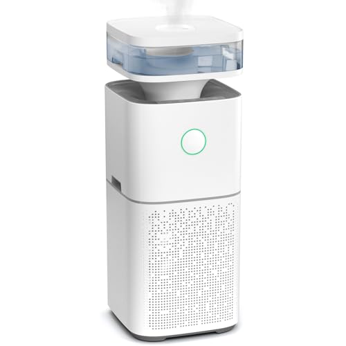 KISSAIR Air Purifier and Humidifier Combo for Large Rooms up to 2676 Ft², Quiet Air Purifiers with HEPA Filter, Sleep & Auto Modes, Touch Control, Top-fill, Ideal for Babies & Families