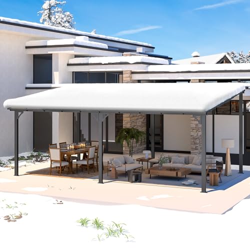 image for AECOJOY 20' x 12' Gazebo for Patio, Large Wall-Mounted Hard Top Lean-t