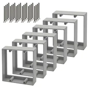 3/4” Double Gang Receptacle Outlet Box Extender,Gray 2 Gang Electrical Box Extender for Electrical Box and Electrical Outlet Switches,A Great Helper for Outlet Box Adjustments,6Pack