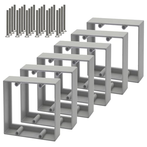 3/4” Double Gang Receptacle Outlet Box Extender,Gray 2 Gang Electrical Box Extender for Electrical Box and Electrical Outlet Switches,A Great Helper for Outlet Box Adjustments,6Pack