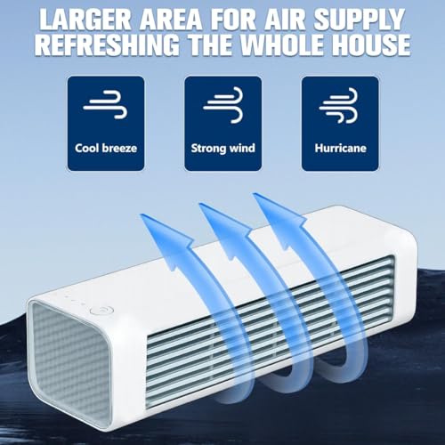 Ventilador de escritorio Qinux Breezamax 2025, ultra silencioso y sin aspas, unidad de refrigeración personal portátil de bajo consumo con batería recargable para el hogar, la oficina, el dormitorio