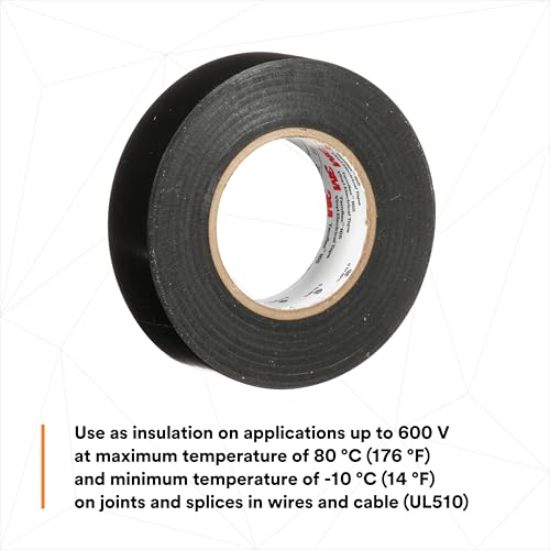 3M Temflex 165 Solvent-Free Vinyl Electrical Tape: 3/4 in. x 60 ft. (Black) / 10-pack