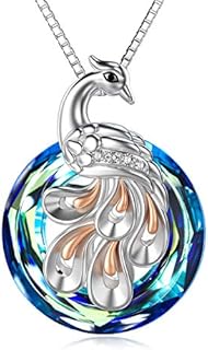 AOBOCO Phoenix Pendant Necklace for Women, 925 Sterling Silver with Blue Crystal Jewellery Gifts