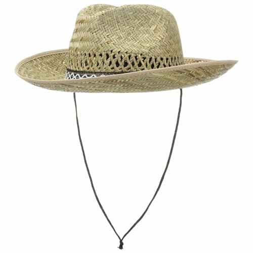 Hutshopping Santiago Western Hut Damen/Herren - Cowboyhut aus 100% Stroh - Strohhut hergestellt in Italien - Sonnenhut in XL 61 cm - Westernhut mit Kinnband
