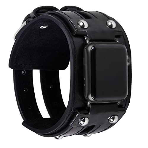 VIQIV Leather Bangle Watch Band for Apple Watch Series 8, 7, 6, 5, 4, 3, 2, 1, 8.5'-160mm