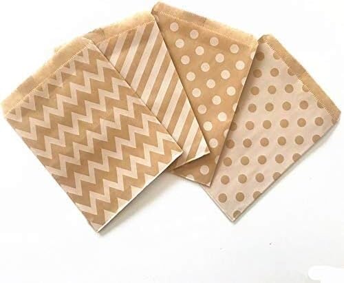worki prezentów z liną 50 sztuk torebek prezentowych z papieru pakowego, wielokolorowe, różne wzory, upominki na imprezę, wiele rozmiarów(Hearts,100pcs)
