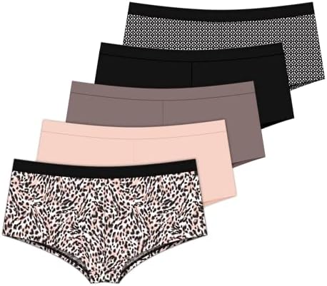 Delta Burke Intimates Microfiber BoyShorts Panties (Leopard - Nude - Black - Taupe - Geo, 9)
